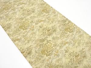 アンティーク　御所車に風景模様織り出し丸帯（材料）